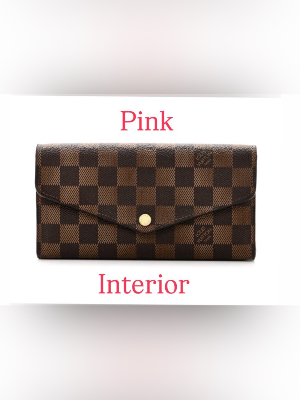 Louis Vuitton Damier Ebene Pink Rose Ballerine Sarah Wallet